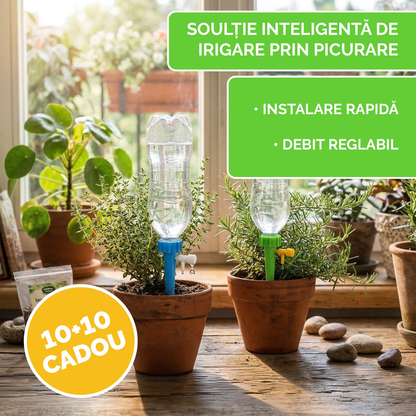 Picurător Reglabil pentru Irigații – 10+10 Cadou 🎁